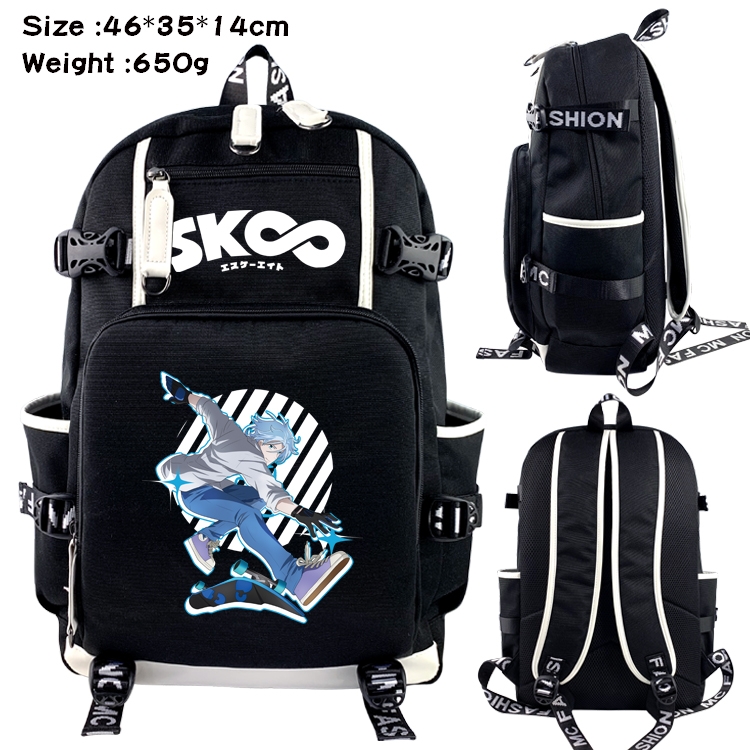 SK∞ Anime Data USB Backpack Cartoon Printing Student Backpack 46X35X14CM