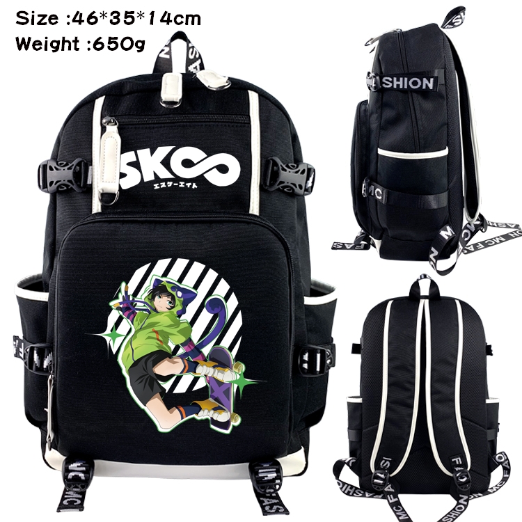 SK∞ Anime Data USB Backpack Cartoon Printing Student Backpack 46X35X14CM