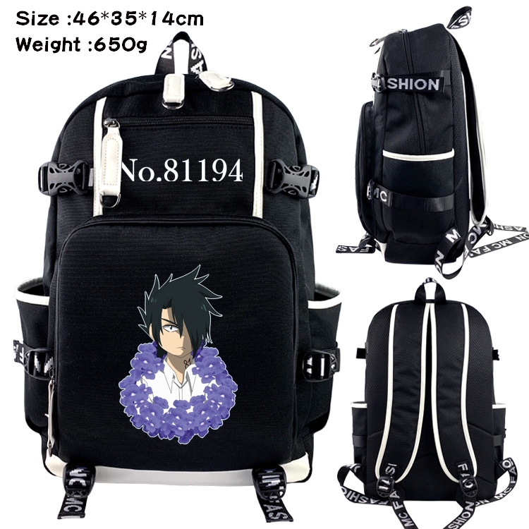 The Promised Neverla Anime Data USB Backpack Cartoon Printing Student Backpack 46X35X14CM