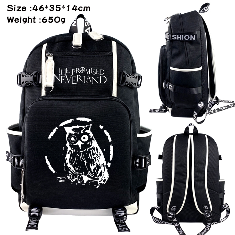 The Promised Neverla Anime Data USB Backpack Cartoon Printing Student Backpack 46X35X14CM