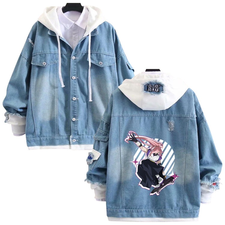 SK∞ anime stitching denim jacket top sweater from S to 4XL