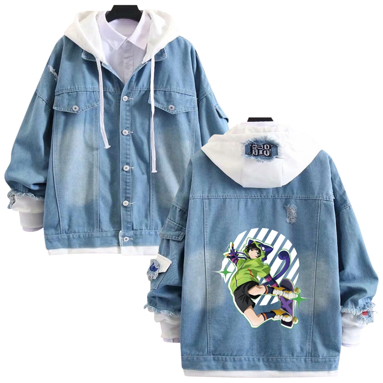 SK∞ anime stitching denim jacket top sweater from S to 4XL