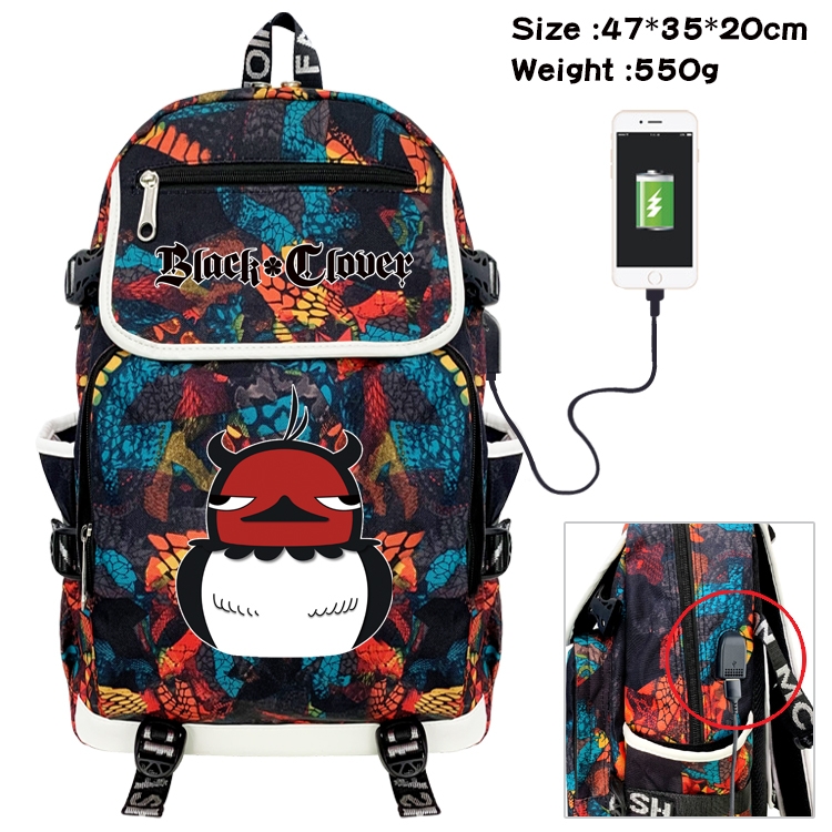 Black Clover Anime Digital Printing Canvas Flip Data Cable Backpack 47X35X20CM