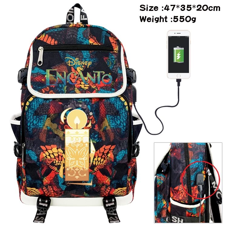 full house of magic Anime Digital Printing Canvas Flip Data Cable Backpack 47X35X20CM