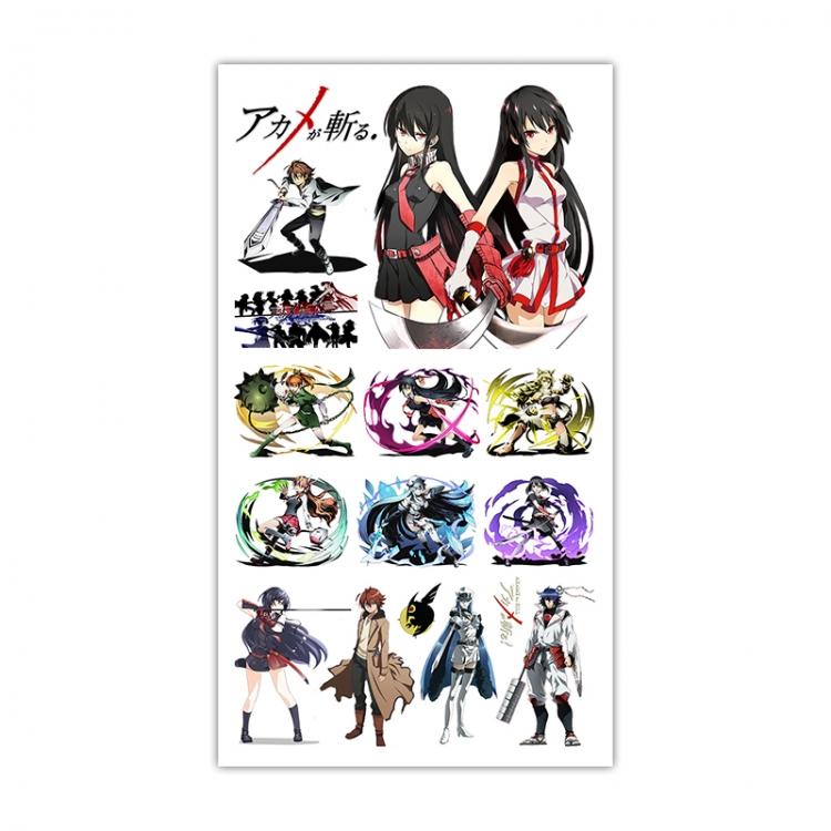 Akame ga KILL Anime Mini Tattoo Stickers Personality Stickers 10.6X6.1CM  100 pieces from the batch
