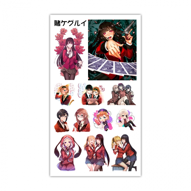 Kakegurui Anime Mini Tattoo Stickers Personality Stickers 10.6X6.1CM  100 pieces from the batch