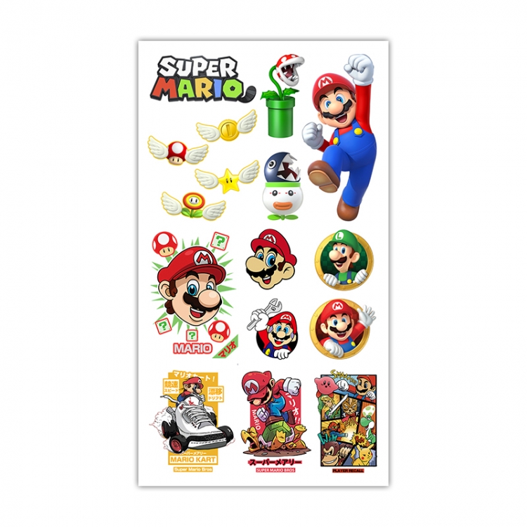 Super Mario Anime Mini Tattoo Stickers Personality Stickers 10.6X6.1CM  100 pieces from the batch