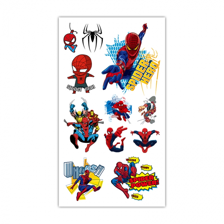 Spiderman Anime Mini Tattoo Stickers Personality Stickers 10.6X6.1CM  100 pieces from the batch