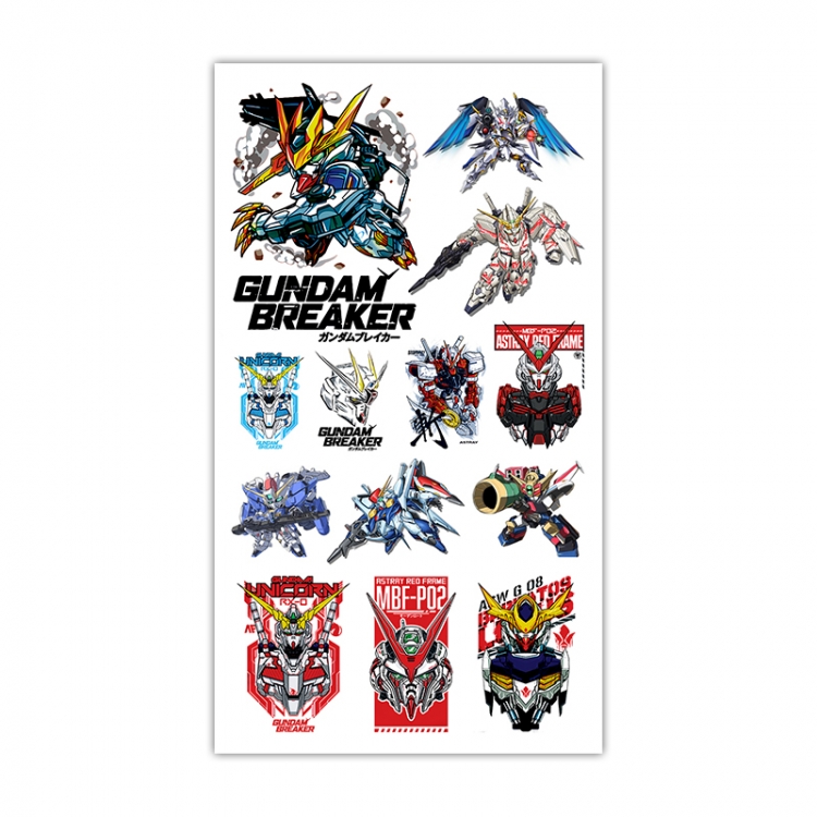 Gundam Anime Mini Tattoo Stickers Personality Stickers 10.6X6.1CM  100 pieces from the batch