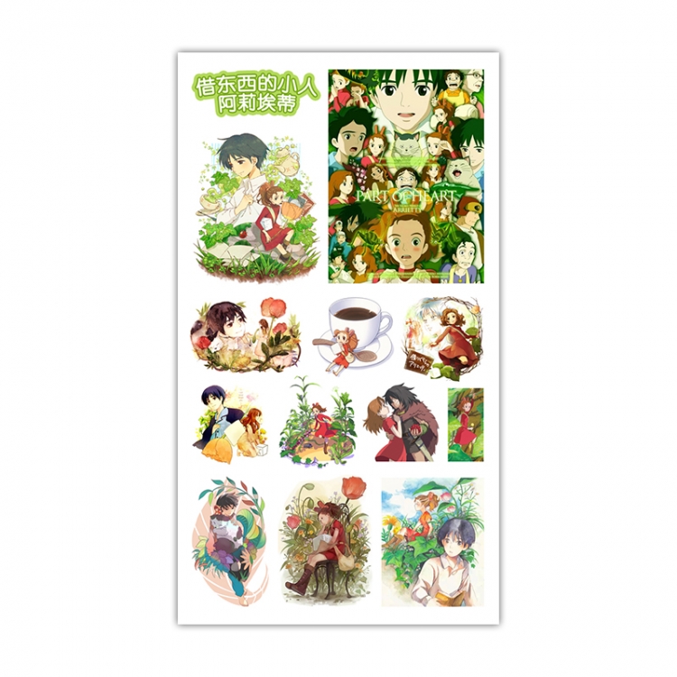 The Secret World of Arrietty Anime Mini Tattoo Stickers Personality Stickers 10.6X6.1CM  100 pieces from the batch