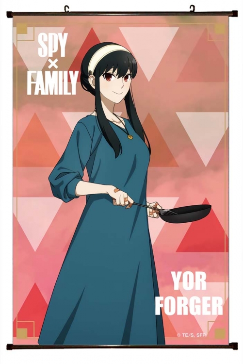 SPY×FAMILY Anime black Plastic rod Cloth painting Wall Scroll 60X90CM  J2-78