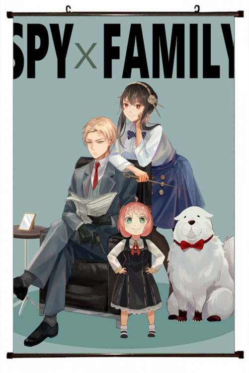 SPY×FAMILY Anime black Plastic rod Cloth painting Wall Scroll 60X90CM   J2-1