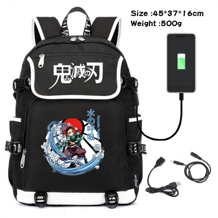 Demon Slayer Kimets Anime Data Small Flip Canvas Backpack School Bag 45X37X16CM