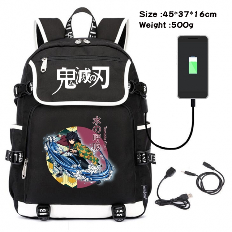 Demon Slayer Kimets Anime Data Small Flip Canvas Backpack School Bag 45X37X16CM