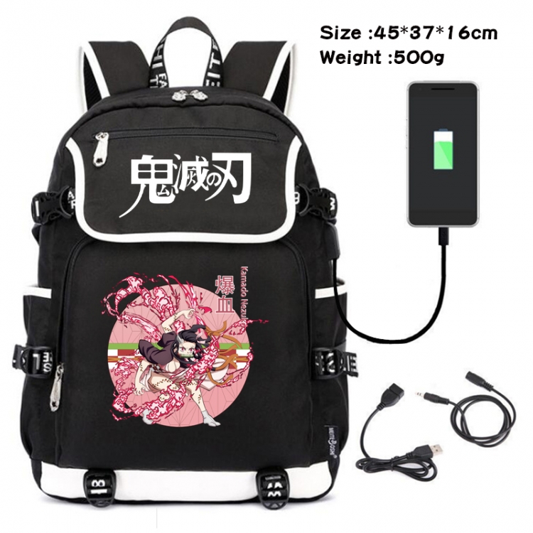 Demon Slayer Kimets Anime Data Small Flip Canvas Backpack School Bag 45X37X16CM