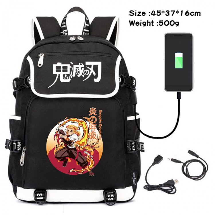 Demon Slayer Kimets Anime Data Small Flip Canvas Backpack School Bag 45X37X16CM