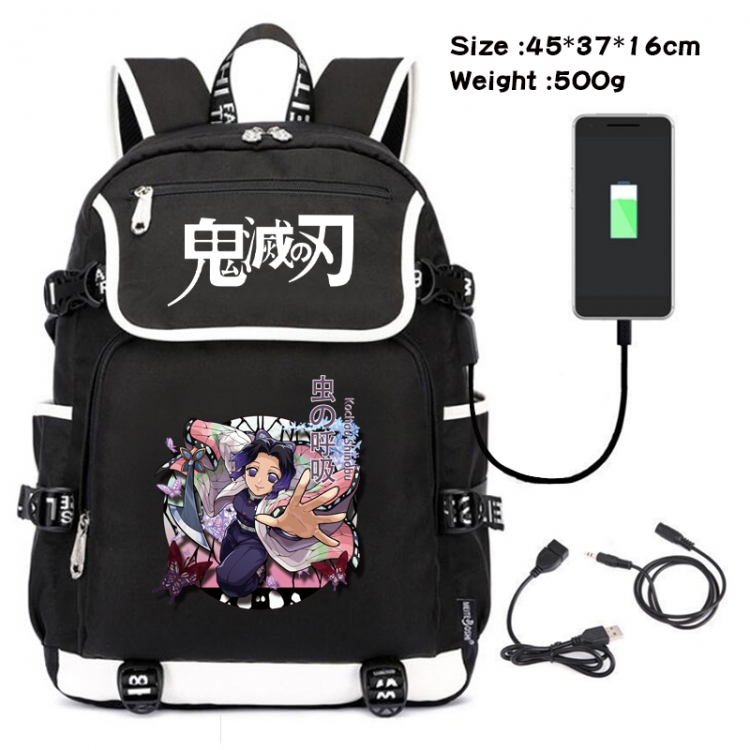 Demon Slayer Kimets Anime Data Small Flip Canvas Backpack School Bag 45X37X16CM