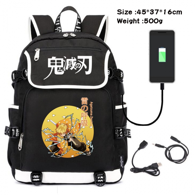 Demon Slayer Kimets Anime Data Small Flip Canvas Backpack School Bag 45X37X16CM