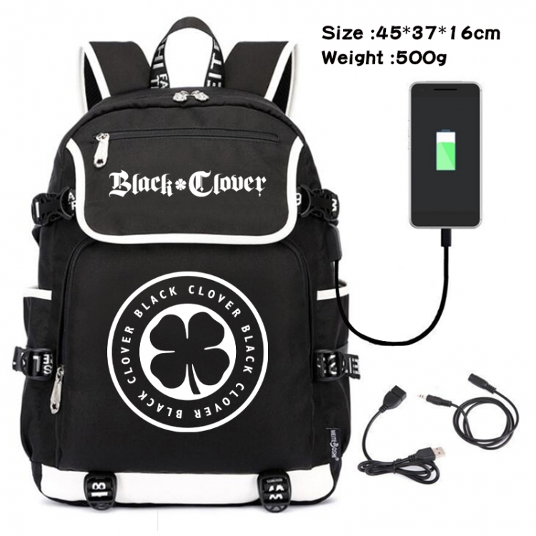 Black Clover Anime Data Small Flip Canvas Backpack School Bag 45X37X16CM