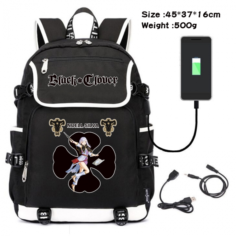 Black Clover Anime Data Small Flip Canvas Backpack School Bag 45X37X16CM