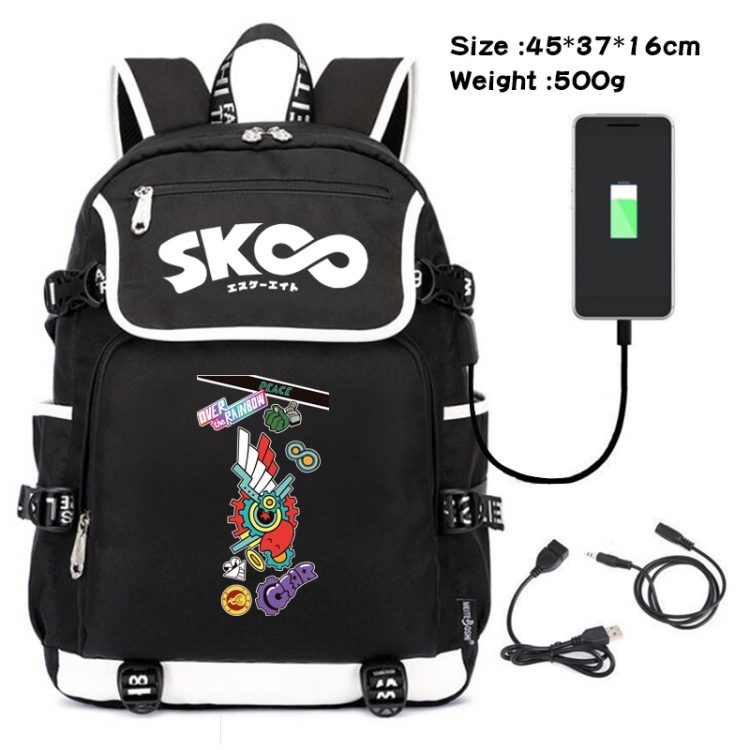 SK∞ Anime Data Small Flip Canvas Backpack School Bag 45X37X16CM