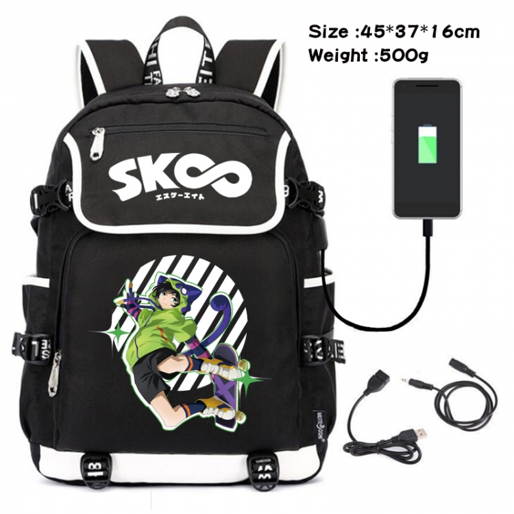 SK∞ Anime Data Small Flip Canvas Backpack School Bag 45X37X16CM