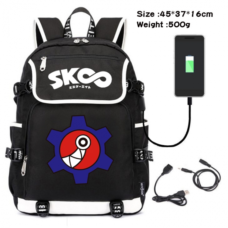 SK∞ Anime Data Small Flip Canvas Backpack School Bag 45X37X16CM