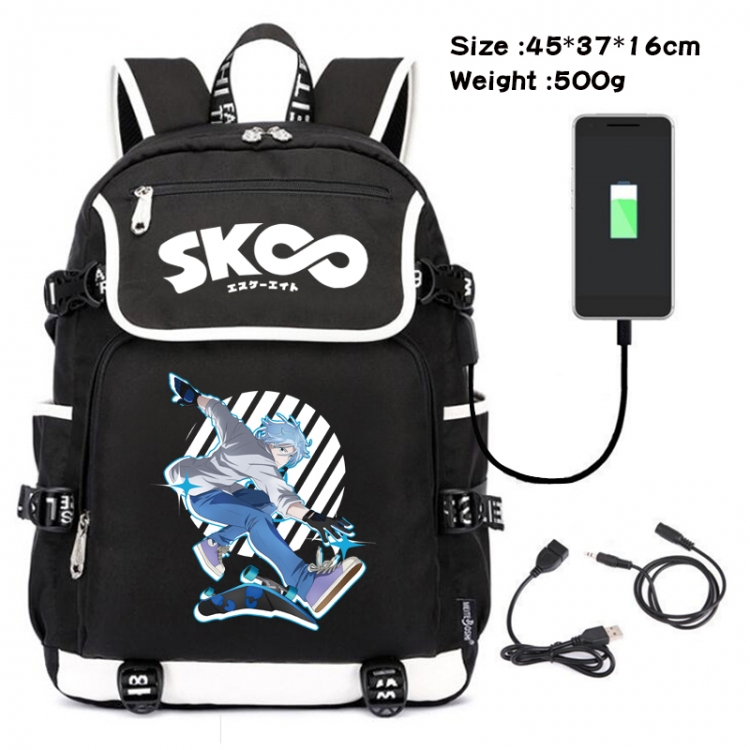 SK∞ Anime Data Small Flip Canvas Backpack School Bag 45X37X16CM