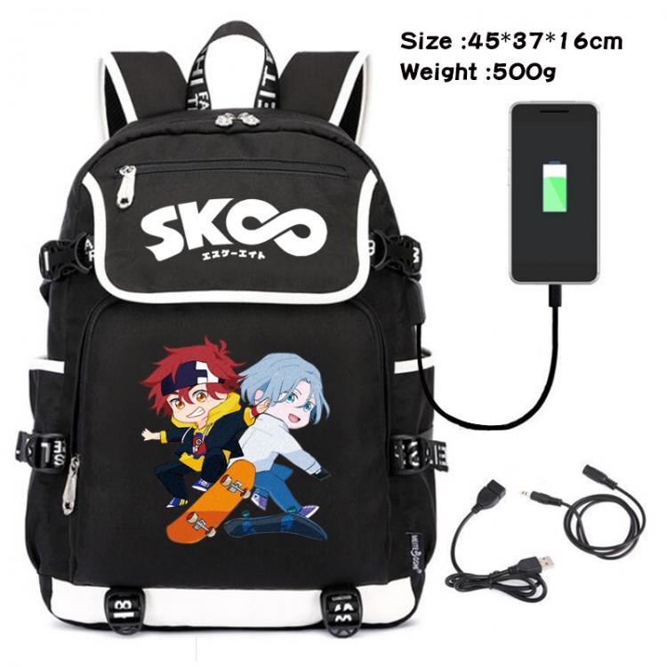 SK∞ Anime Data Small Flip Canvas Backpack School Bag 45X37X16CM