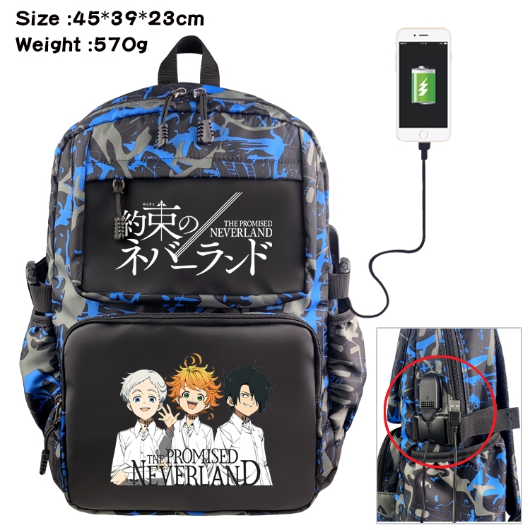 The Promised Neverla Anime Waterproof Nylon Camouflage Backpack School Bag 45X39X23CM