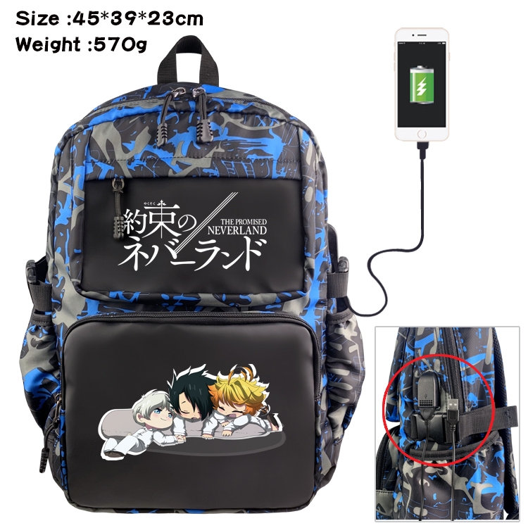 The Promised Neverla Anime Waterproof Nylon Camouflage Backpack School Bag 45X39X23CM