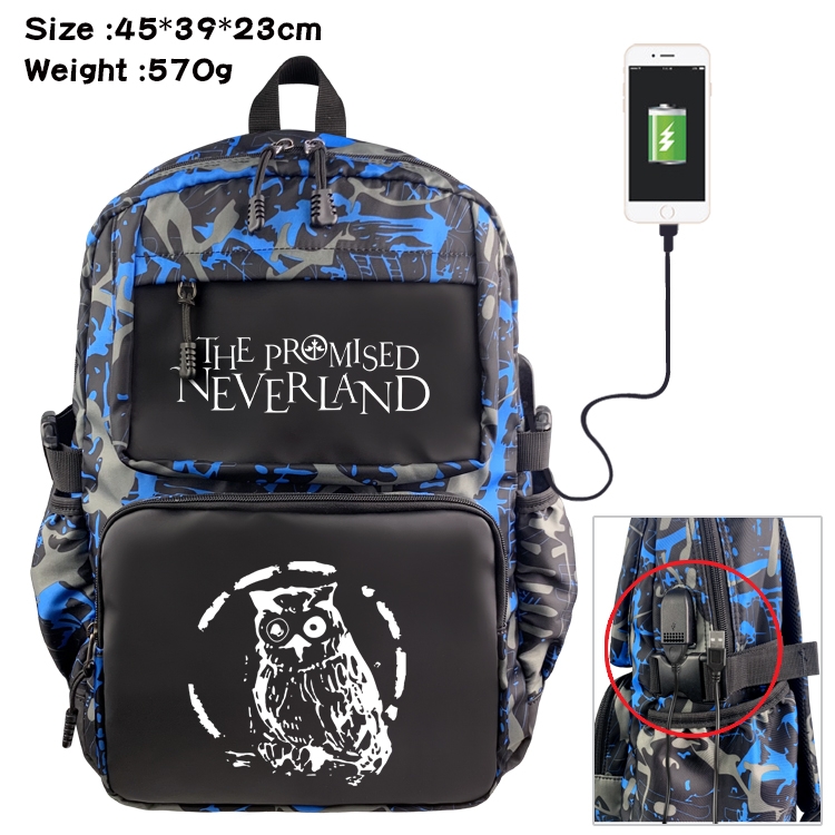 The Promised Neverla Anime Waterproof Nylon Camouflage Backpack School Bag 45X39X23CM