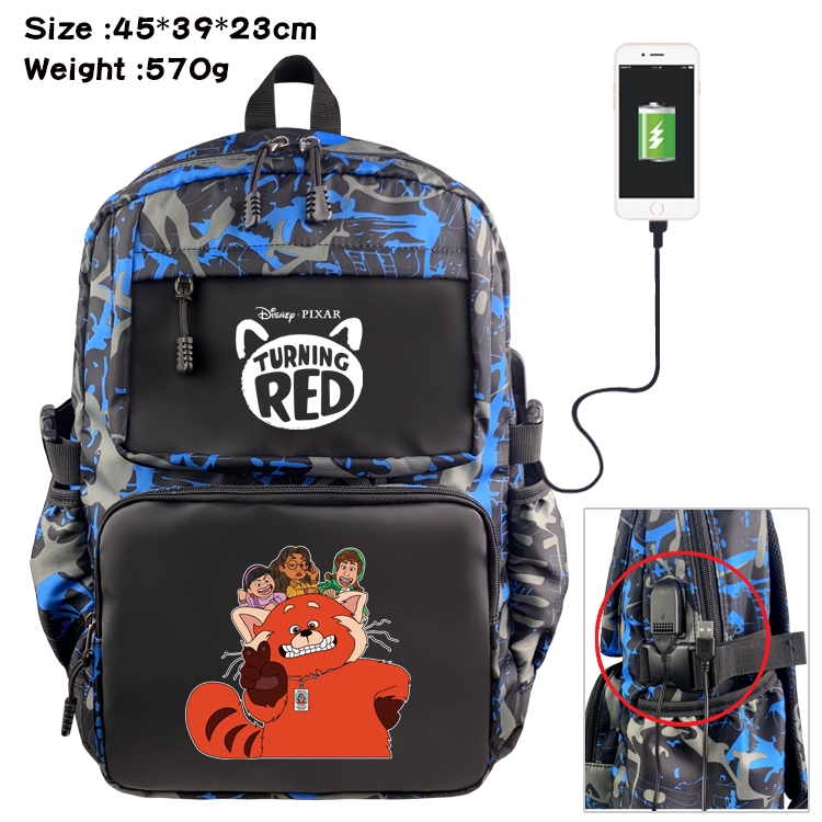 Turning Red Anime Waterproof Nylon Camouflage Backpack School Bag 45X39X23CM