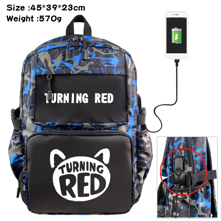 Turning Red Anime Waterproof Nylon Camouflage Backpack School Bag 45X39X23CM