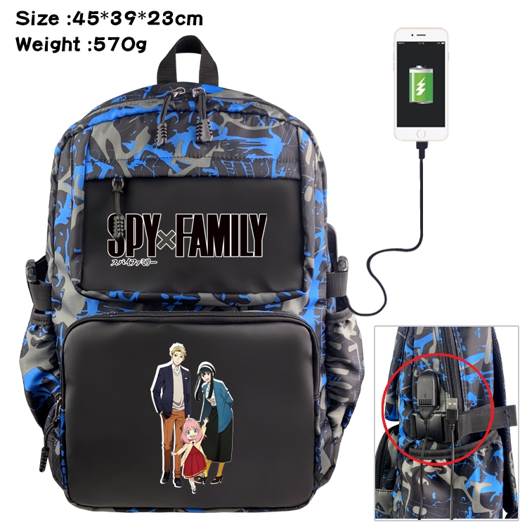 SPY×FAMILY  Anime Waterproof Nylon Camouflage Backpack School Bag 45X39X23CM