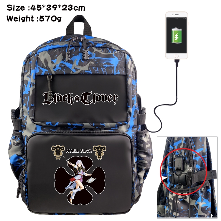 Black Clover Anime Waterproof Nylon Camouflage Backpack School Bag 45X39X23CM