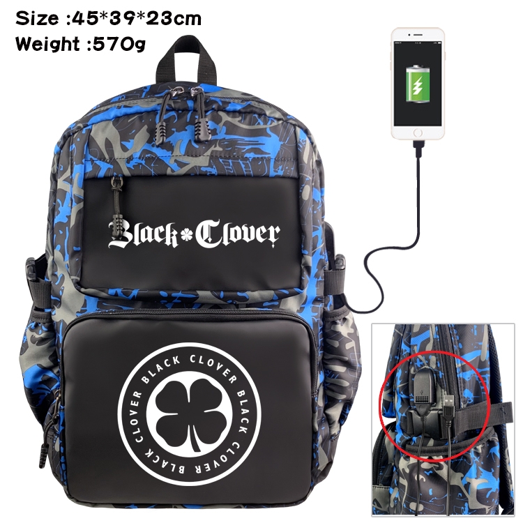 Black Clover Anime Waterproof Nylon Camouflage Backpack School Bag 45X39X23CM