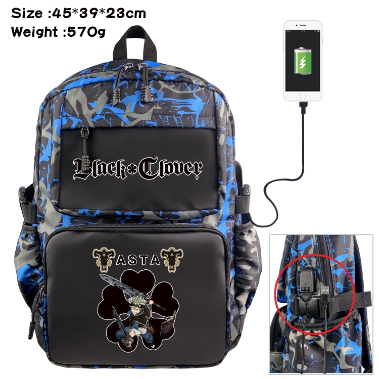 Black Clover Anime Waterproof Nylon Camouflage Backpack School Bag 45X39X23CM
