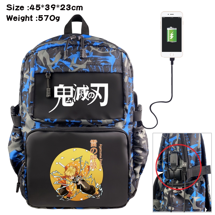 Demon Slayer Kimets Anime Waterproof Nylon Camouflage Backpack School Bag 45X39X23CM