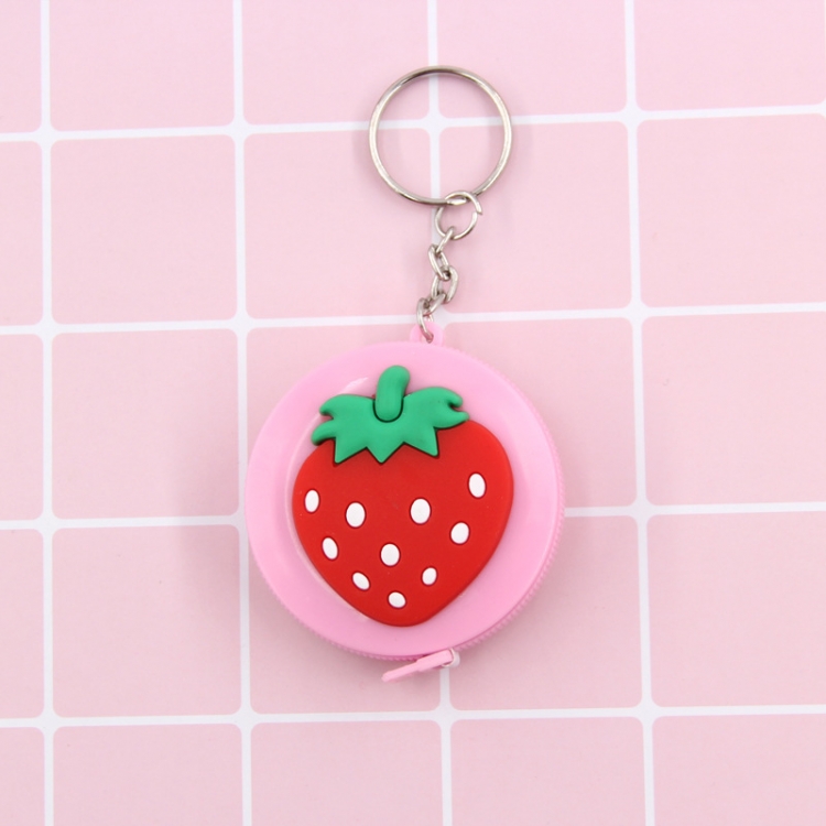 big strawberry Cartoon keychain automatic retractable mini tape measure small tape measure 1.5m scale price for 10 pcs