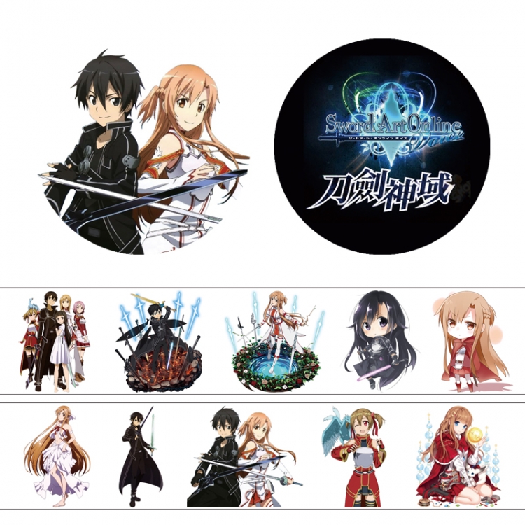 Sword Art Online Adhesive tape decorative stickers can be pasted repeatedly 50X4cm price for 5 pcs