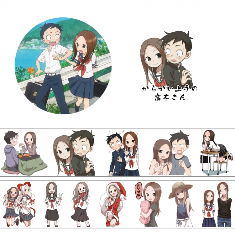 Takagi san who is good at teasing Adhesive tape decorative stickers can be pasted repeatedly 50X4cm price for 5 pcs