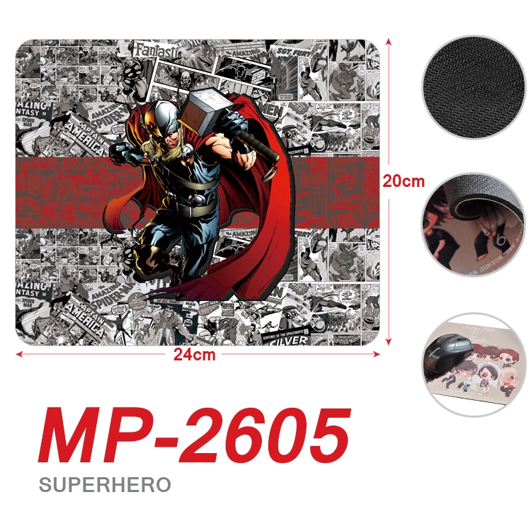 Superhero film and television Full Color Printing Mouse Pad Unlocked 20X24cm price for 5 pcs MP-2605