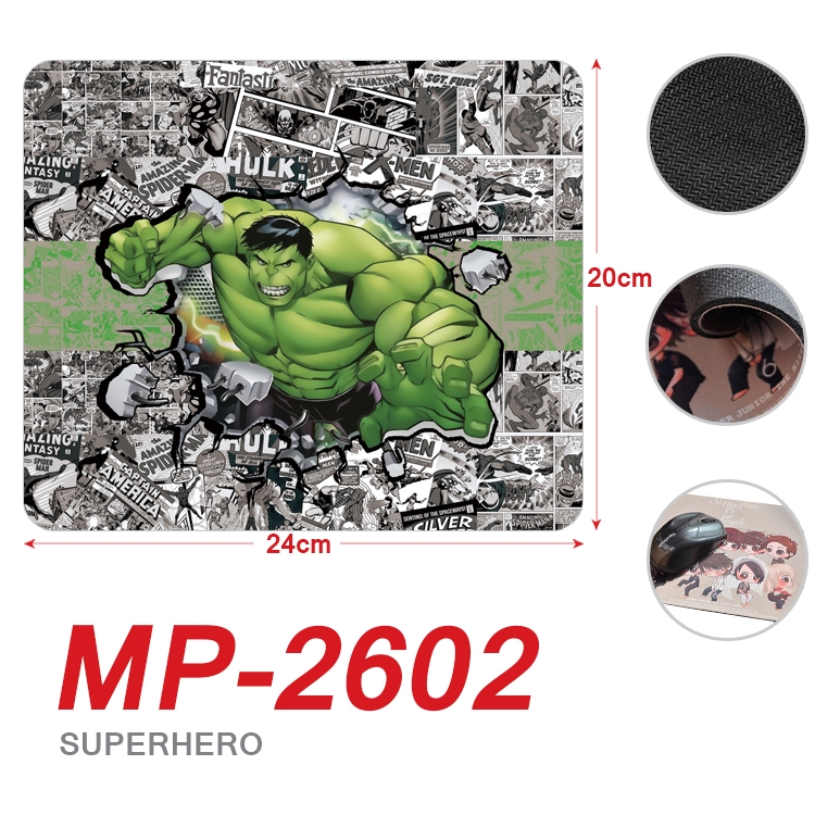 Superhero film and television Full Color Printing Mouse Pad Unlocked 20X24cm price for 5 pcs MP-2602