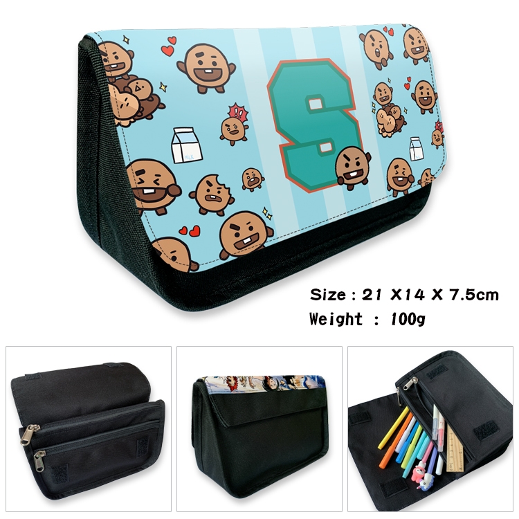 BTS Velcro canvas zipper pencil case Pencil Bag 21×14×7.5cm