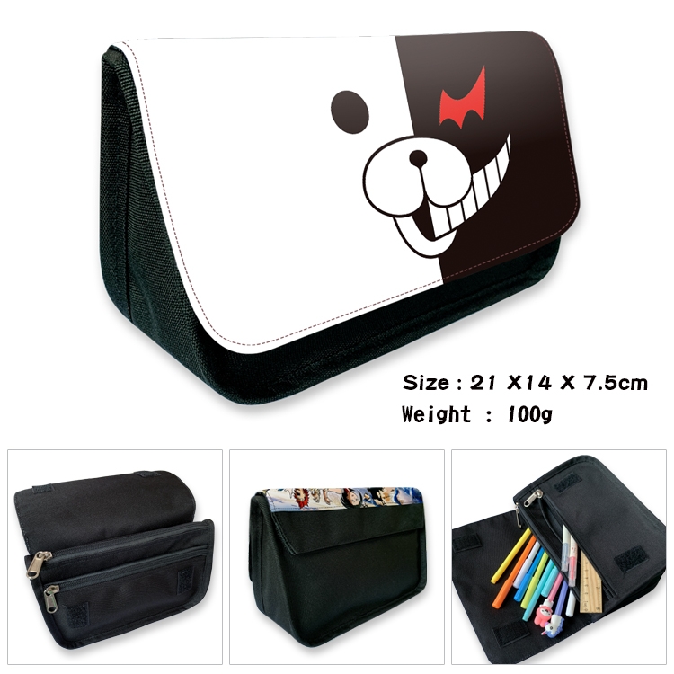 Dangan-Ronpa Velcro canvas zipper pencil case Pencil Bag 21×14×7.5cm