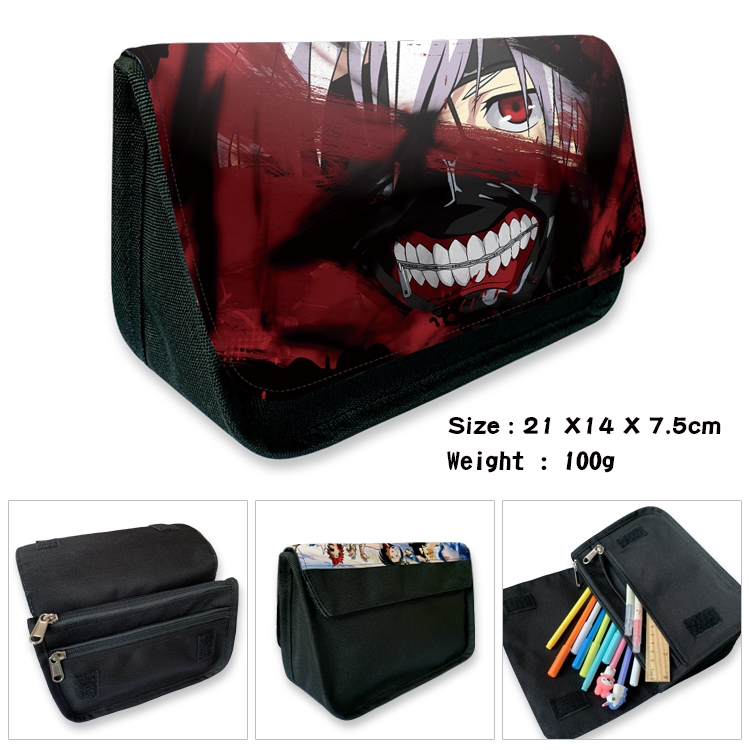 Tokyo Ghoul Velcro canvas zipper pencil case Pencil Bag 21×14×7.5cm