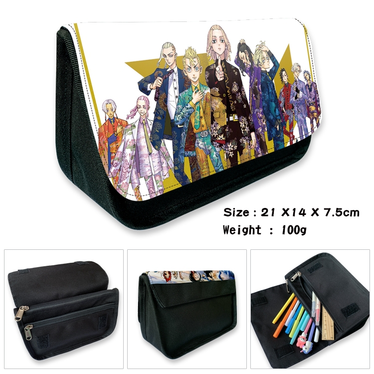 Tokyo Revengers Velcro canvas zipper pencil case Pencil Bag 21×14×7.5cm