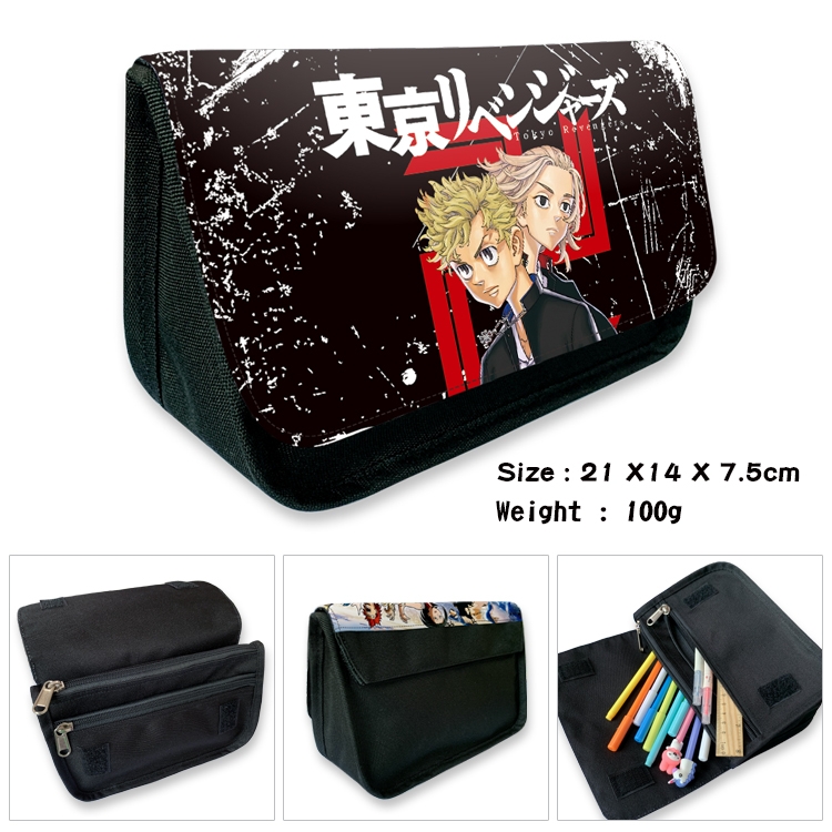 Tokyo Revengers Velcro canvas zipper pencil case Pencil Bag 21×14×7.5cm