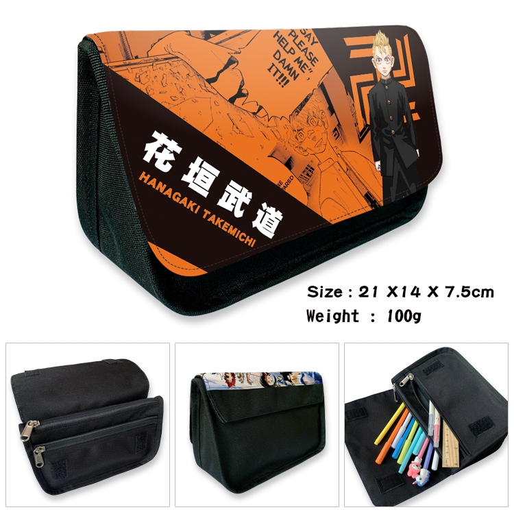 Tokyo Revengers Velcro canvas zipper pencil case Pencil Bag 21×14×7.5cm